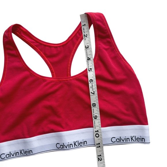 Calvin Klein Juniors Large Red Racerback Logo Cotton Bralette - Picture 4 of 5
